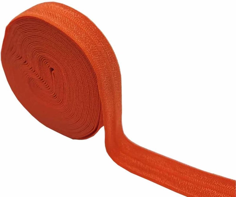 FAYADA Fold Over Elastic,5/8" Foldover FOE Trim Elastic Ribbon,Stretch FOE Band for Hair Ties Headbands Sewing Craft -5 Yards (Orange) - Image 1